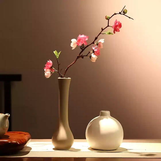 小格调单枝桃花仿真花日式室内餐桌花艺装饰插花假花客厅摆设干花