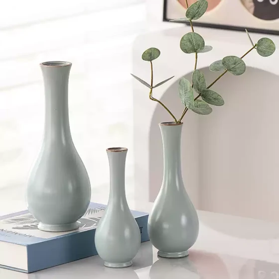 情绪稳定花瓶汝窑陶瓷小号干花插花观音瓶玉净瓶中式客厅桌面摆件