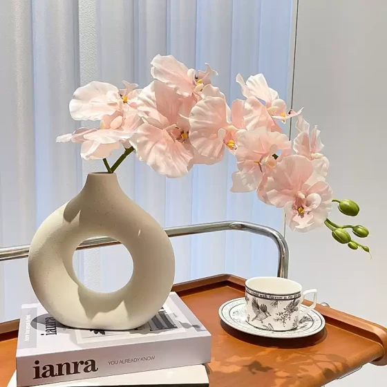 蝴蝶兰仿真花客厅玄关装饰品假花摆设高端餐桌花卉轻奢花艺摆件