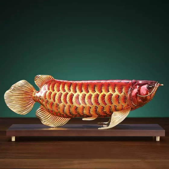 东方禧大漆全铜金龙鱼摆件客厅送老板办公室桌面装饰乔迁开业礼品