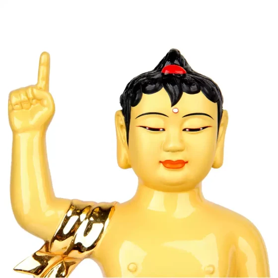 黄铜彩绘释迦牟尼太子像指天指地铜像摆件工艺品