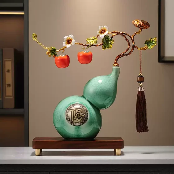 新中式葫芦摆件客厅电视柜装饰品招财高端金属珐琅彩新家乔迁礼品