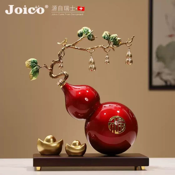 joico瑞士摆件新中式招财福禄珐琅彩鸿运葫芦客厅电视柜装饰品