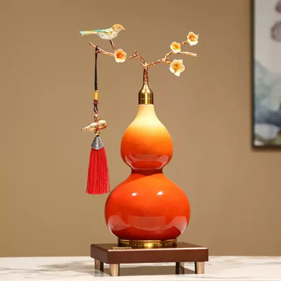 新中式开口葫芦摆件招财福禄金属珐琅彩办公室客厅玄关酒柜装饰品