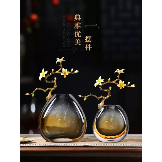 珐琅彩工艺品轻奢装饰中式花瓶摆件家居乔迁高级客厅高端大气玄关