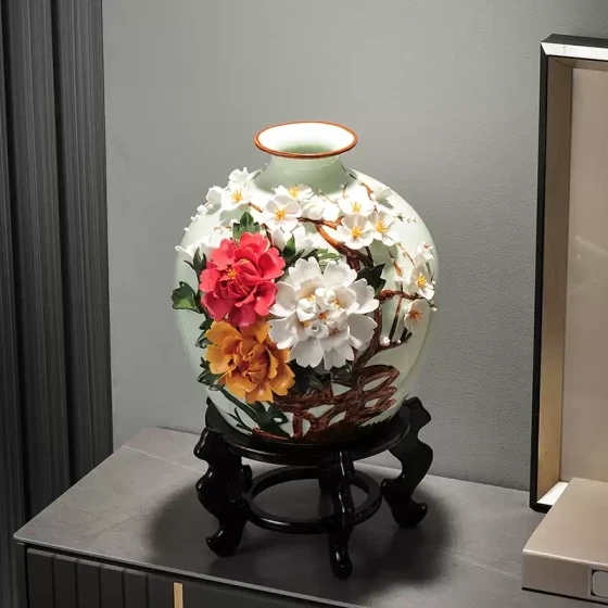 花开富贵陶瓷器摆件家居客厅新中式玄关装饰乔迁新居礼品搬家礼物