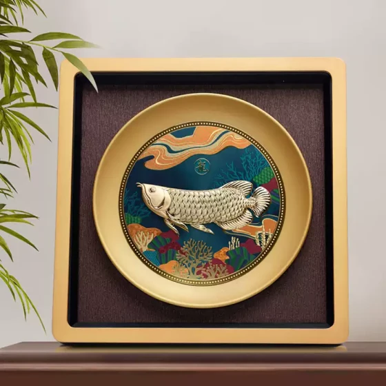 金龙鱼摆件招财金箔画乔迁新居搬家客厅办公室公司开业新年会礼物