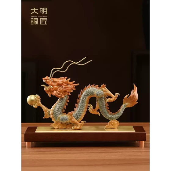 大明铜匠生意兴隆龙铜摆件客厅玄关装饰品办公室公司开业大吉礼物