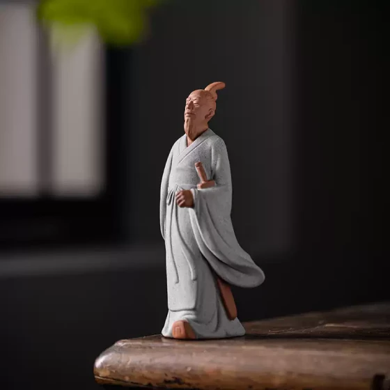 中式历史人物屈原陶瓷摆件书房茶室办公桌面装饰居室植物盆景摆景