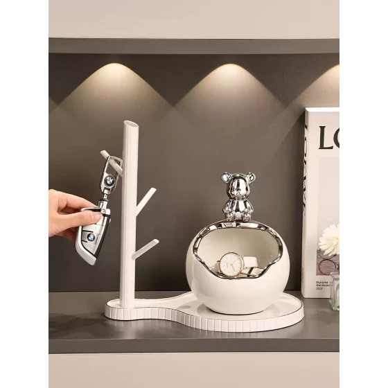 入户门口玄关放钥匙置物架收纳摆件轻奢高档鞋柜客厅新房装饰品