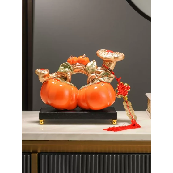柿柿如意柿子摆件入宅乔迁新居之喜礼物客厅玄关酒柜电视柜装饰品