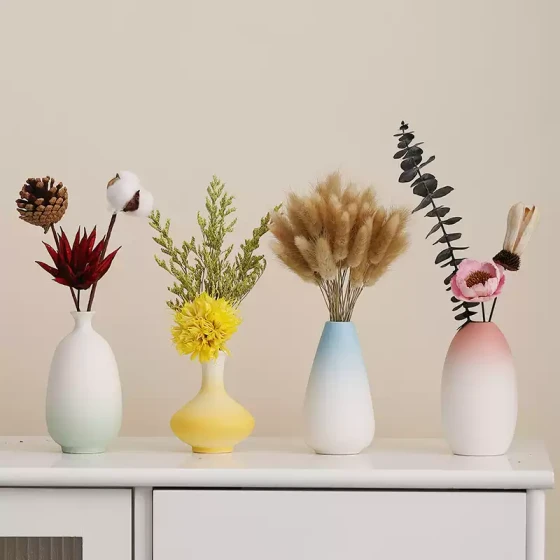 陶瓷小花瓶客厅插花干花摆件高级感小众玄关酒柜装饰品电视柜摆设