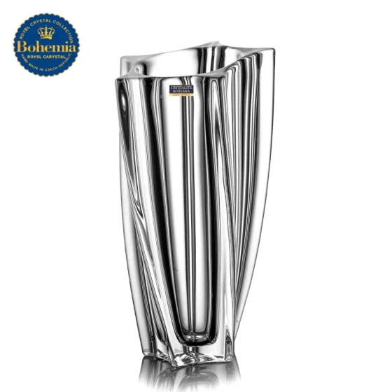 捷克进口BOHEMIA水晶玻璃简约花瓶欧式客厅插花花器北欧摆件花瓶